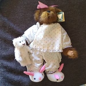 NWT BEARLAND 12" Brown Pajama Bear w/baby. Stuffed animal toy, collectable.